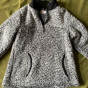 Girls Size 10/12 Black and White Fleece Sweatshirt with Pockets